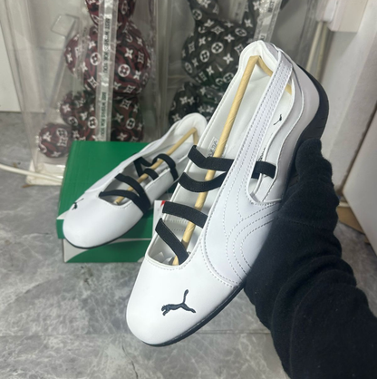 Puma Speedcat Ballet "white with black elastic straps"