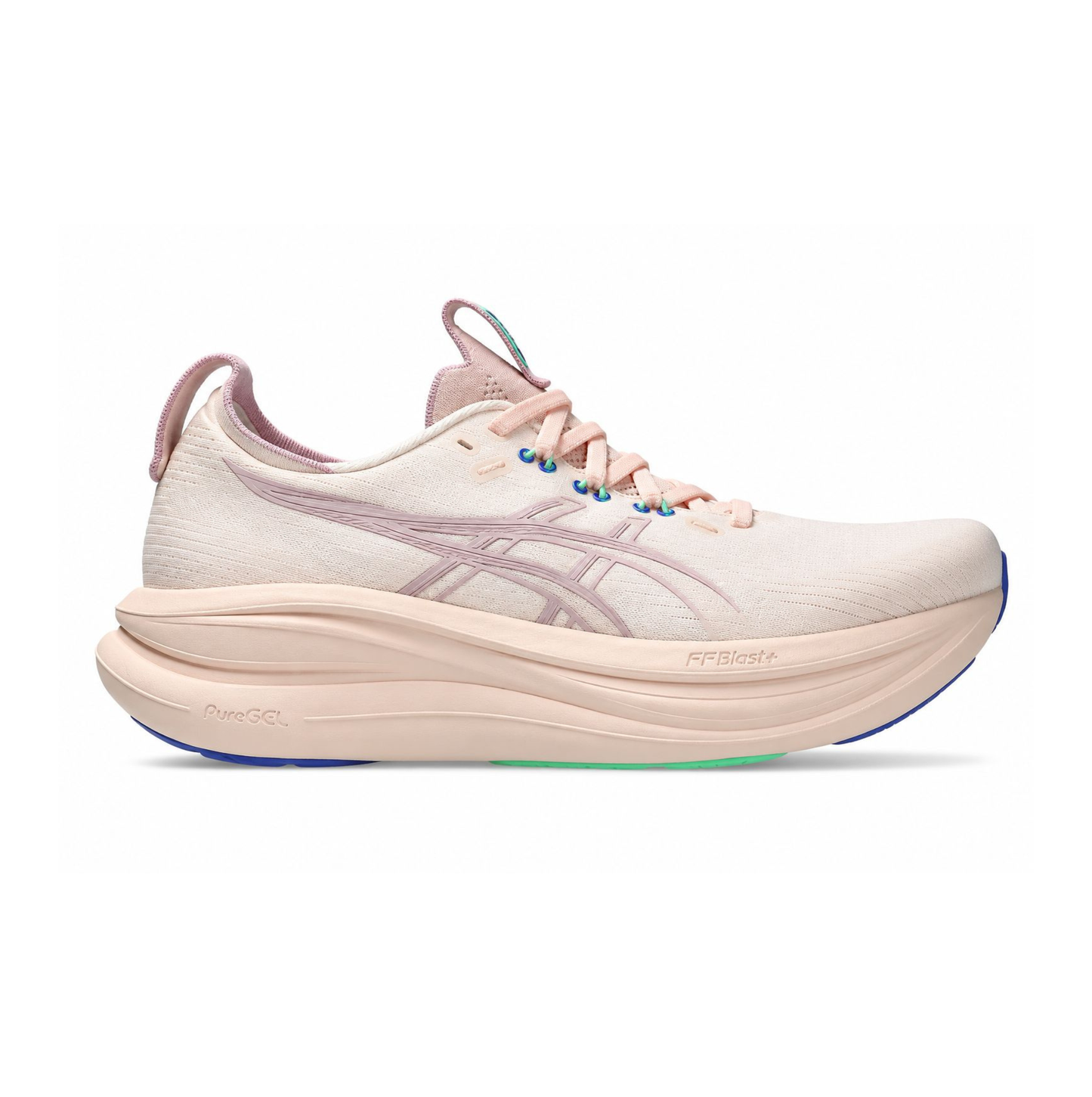 Asics GEL-NIMBUS 28 Pearl Pink/Morganite colorway.