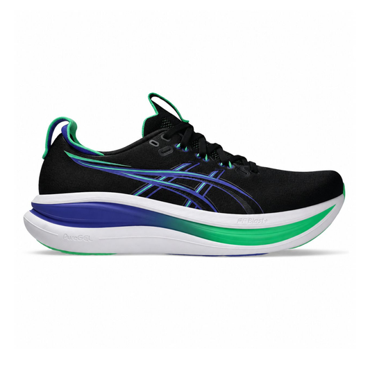ASICS GEL-NIMBUS 28 black/blue/and green.