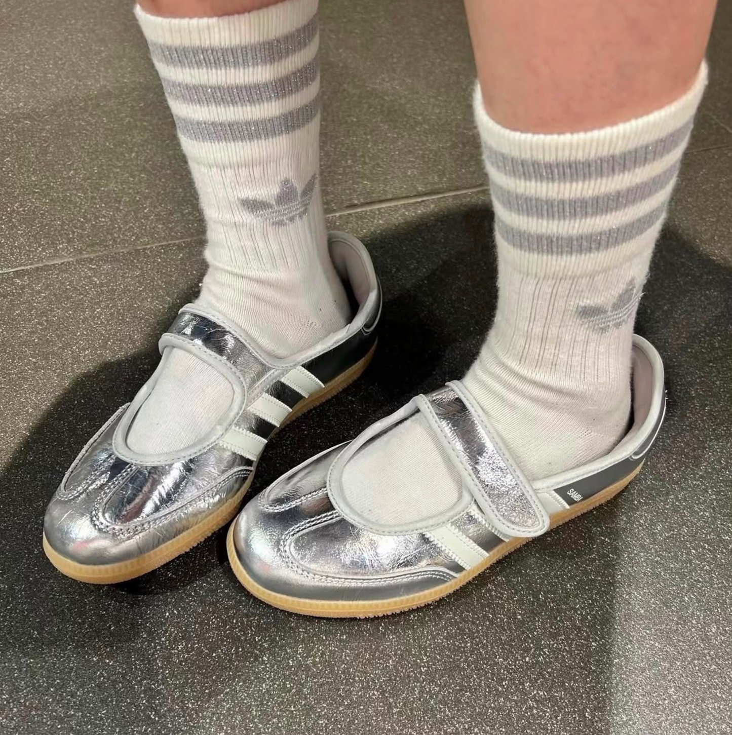Adidas Samba Jane Silver Metallic Off White"
