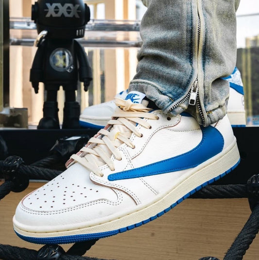 Jordan 1 Retro Low OG SP Fragment x Travis Scott ‘Sail Military Blue’