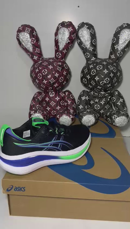 ASICS GEL-NIMBUS 28 black/blue/and green.